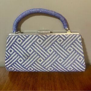 Vintage 1950's Noruke blue beaded purse marked Pat P 38669. Handbag